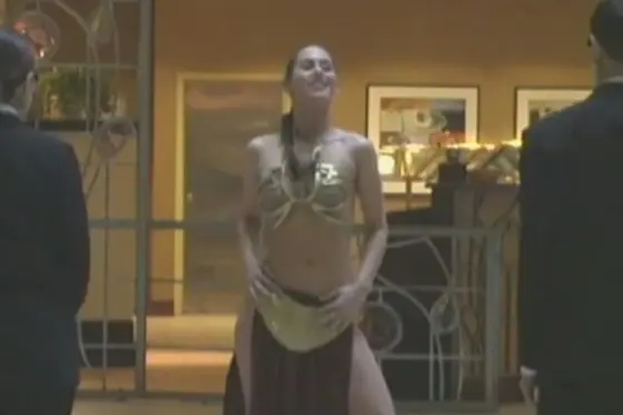 The recreated Princess Leia costume as worn in the film Saving Star Wars