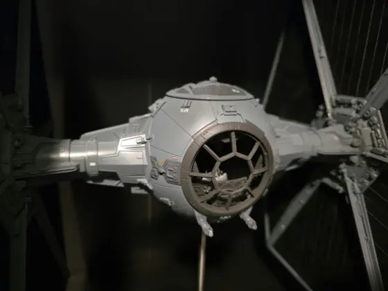 Close-up of the TIE fighter cockpit ball and hull detail